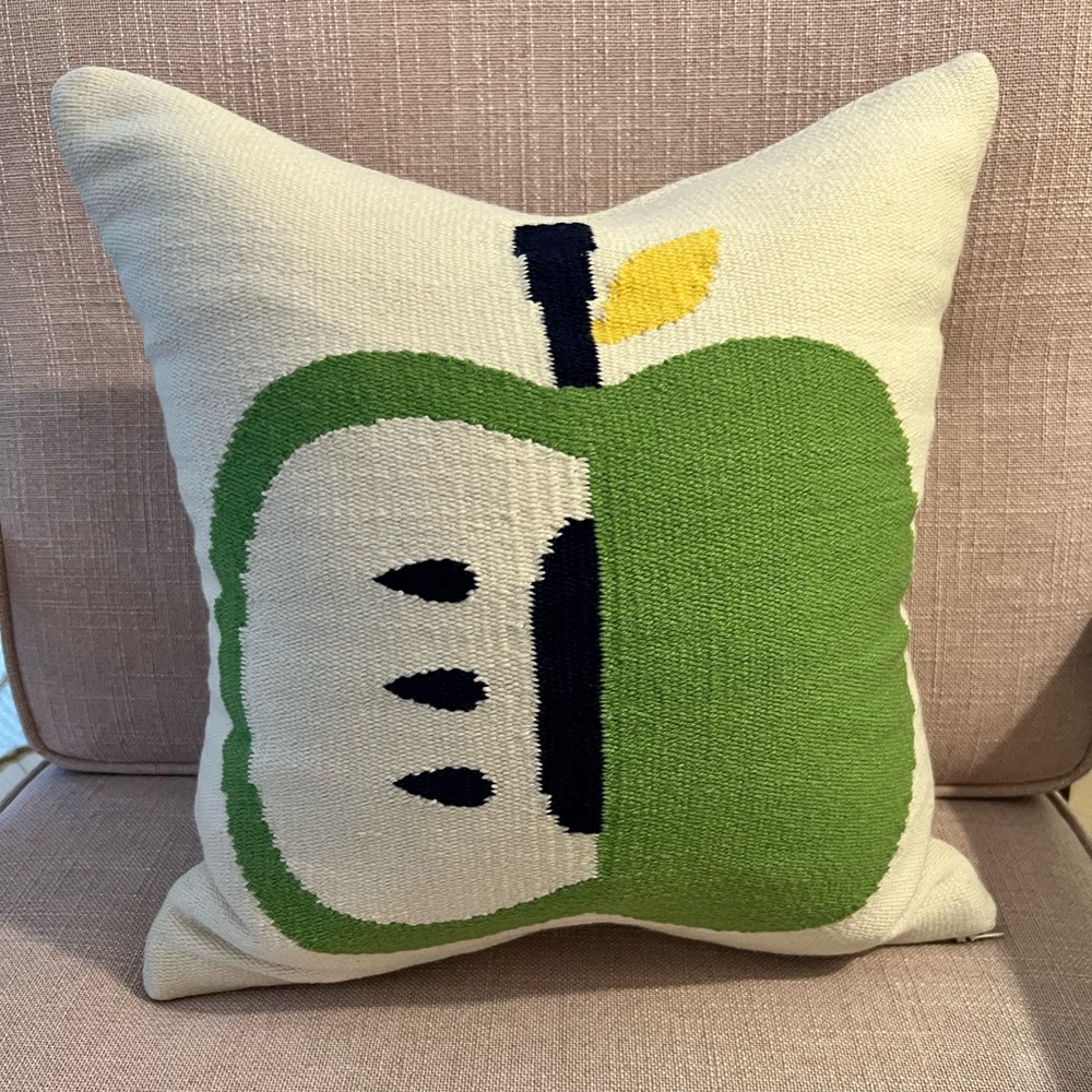 Jonathan Adler Green and Yellow Apple Accent Pillow